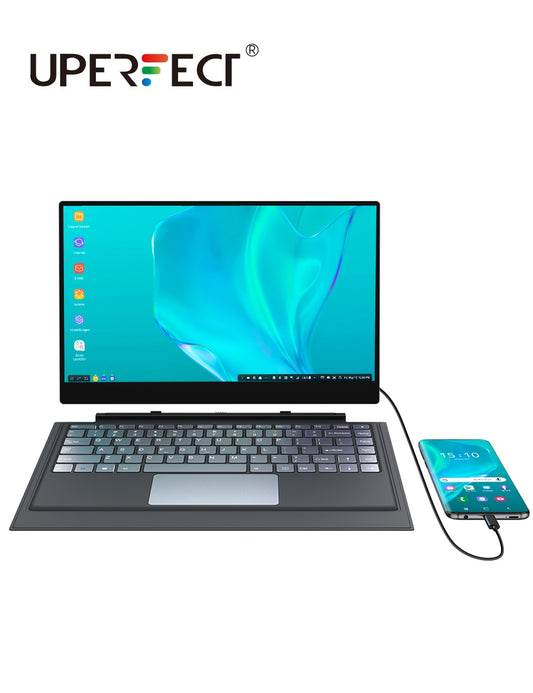 UPERFECT X Pro Echter tragbarer Monitor mit Tastaturbatterie 15,6-Zoll-Touchscreen Mobiler externer Bildschirm, Laptop-LCD-Display Wiederaufladbar