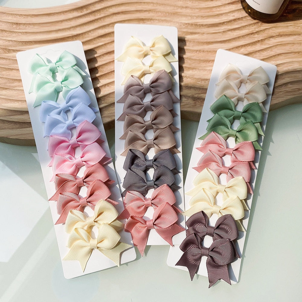 10Pcs/Set neue solide Band Bowknot Haarspangen für Baby Mädchen, handgemachte niedliche HaarnadelsBögen