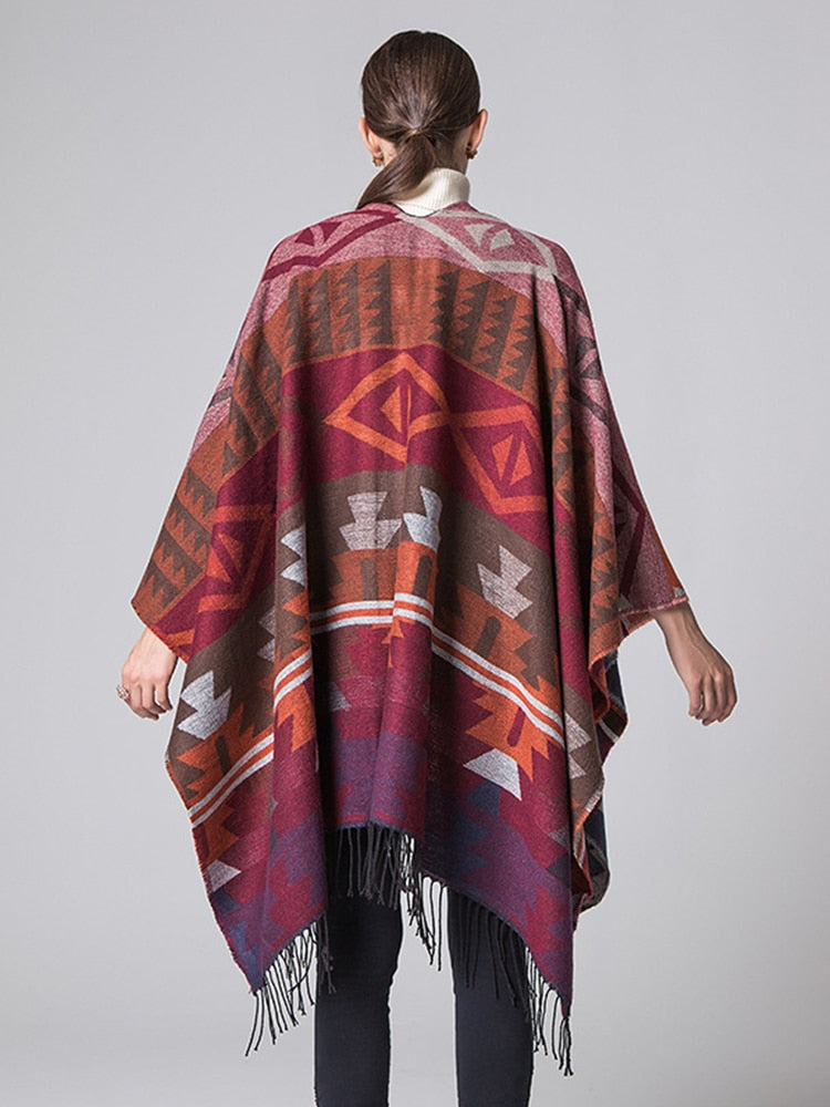 Nachahmung Kaschmir Damen, Schal Winter Warme Schal Wrap Bequeme Weibliche Gestrickte Dicke Decke