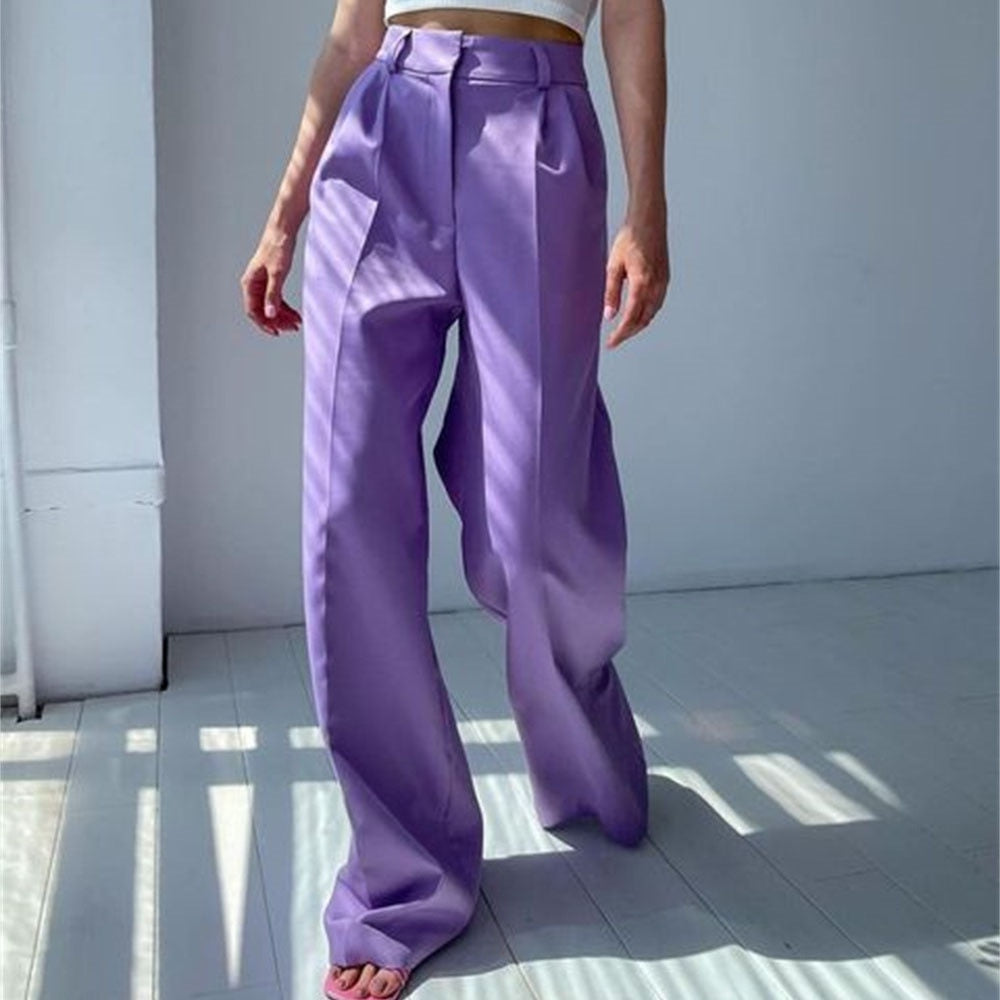 Blaue beiläufige hohe Taillen für Damen, Weiselose Ganzkörper Damen-Hosen