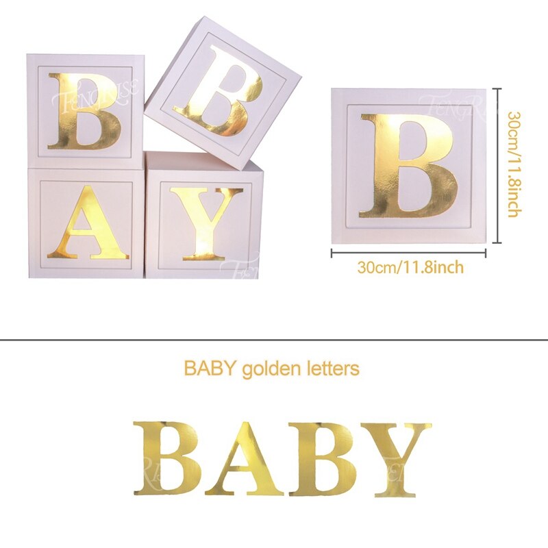 Staraise Transparent Letter A-Z Box Custom Baby Name Balloon Box Girl Boy Baby Shower Decorations Baby 1st Birthday Party Decor