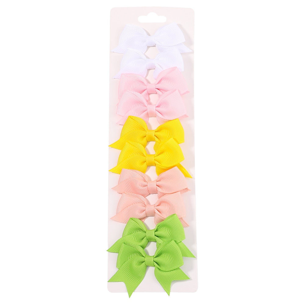 10Pcs/Set neue solide Band Bowknot Haarspangen für Baby Mädchen, handgemachte niedliche HaarnadelsBögen