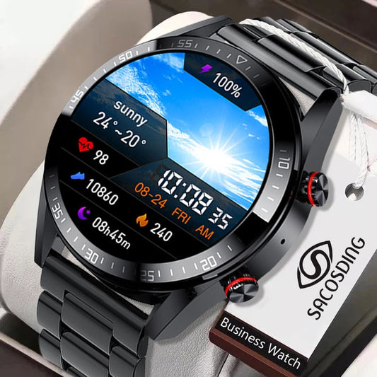 2022 neue 454 * 454-Bildschirm-Smartwatch zeigt immer die Uhrzeit an Bluetooth-Anruf, Lokale Musik-Smartwatch für Herren, Android-TWS-Kopfhörer