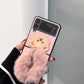 Plüsch Pink Bear passend für Samsung Galaxy zflip3 Handyhülle, Herbst- und Winterhand zflip Ring Handyhüllen