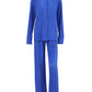 2-teilige Damen-Hosen mit weitem Bein, Anzug und drapiertes Hemd