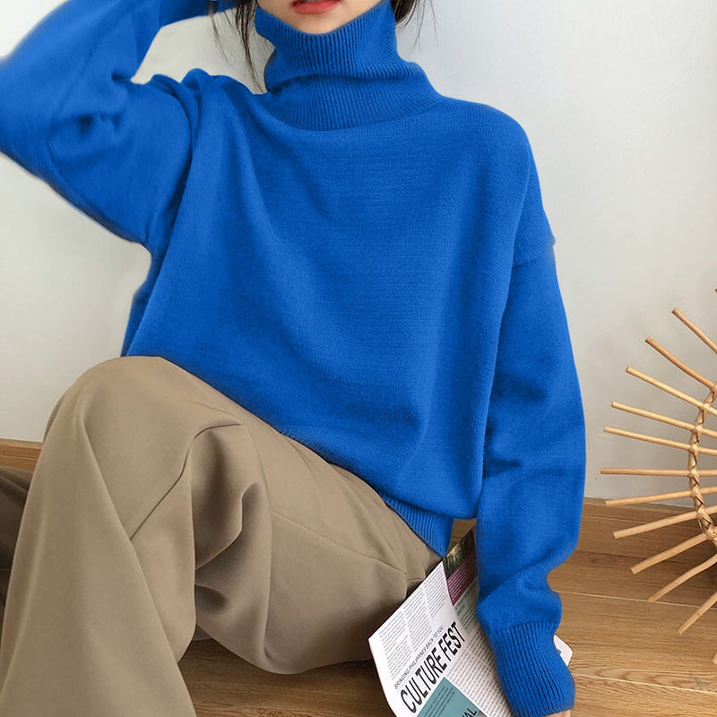 Kaschmir eleganter Rollkragen Damen Pullover weich gestrickt