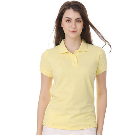 Mehrfarbiges Kurzarm Damen-POLO-Hemd, Sommeroberteile,  elastischer Hemdkragen, 100 % Baumwolle