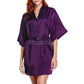 Silky Satin Women Robe Solid Color Kimono Bathrobes Home Dressing Gown Short Nightgown Summer V-Neck Sleepwear Lingerie