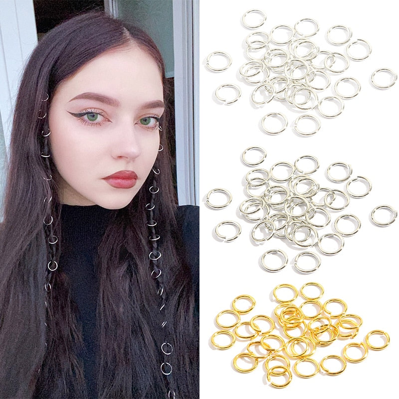 50Pcs/lot Mix Color Charms Hair Braid Dread Dreadlock Beads Clips Cuffs Rings Jewelry Dreadlock Clasps Accessories Hair Rings