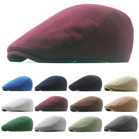 Baumwolle Newsboy Caps, Herbst / Winter Baskenmütze, Männliche Horn Retro Solide Schirmmütze
