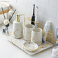 Keramik-Badezimmerset, Mundwasserbecher, Lotionsflasche, Zahnbürstenbecherhalter, kreative Badezimmeraccessoires, Badezimmerdekoration