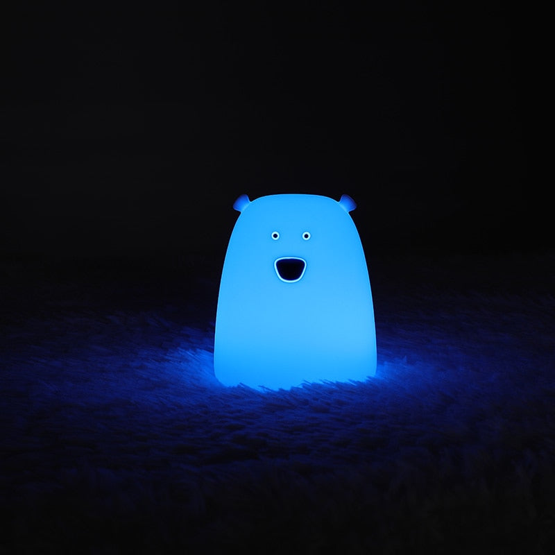 Cute Bär LED Baby Kinder Nachttischlampe aus Silikon mit Touch Sensor, Tap Control