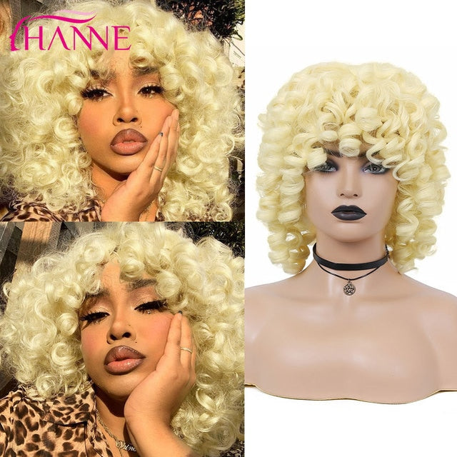 Afro Kinky Curly Synthetische Perücke Lila Perücke Curly Perruque Bob Synthétique, Kurze Perücken Für Schwarze Frauen, 3/4 Halbperücke Hitzebeständig