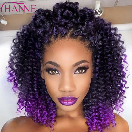 Afro Kinky Curly Synthetische Perücke Lila Perücke Curly Perruque Bob Synthétique, Kurze Perücken Für Schwarze Frauen, 3/4 Halbperücke Hitzebeständig