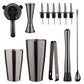 Cocktail Shaker Bar Set: 2 gewichtete Boston Shaker, Cocktail-Sieb, Jigger, Muddler und Löffel, Eiszange und 6 Flaschenausgießer