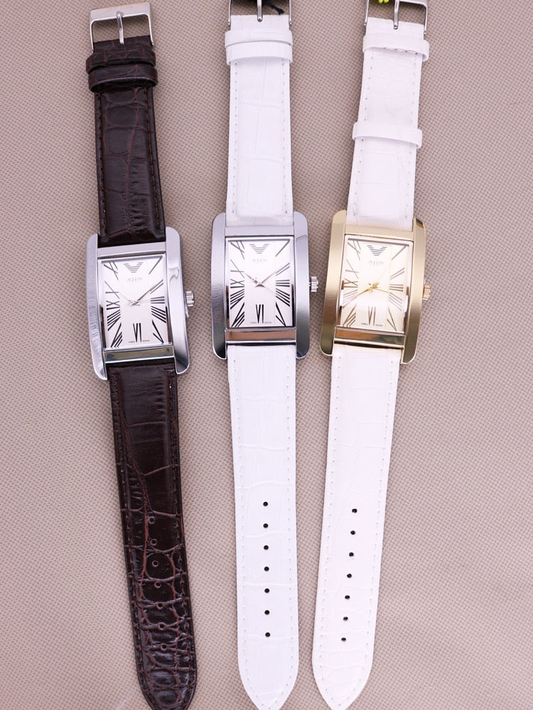 Klassische Frauen & Männer Luxus Armbanduhr aus Leder
