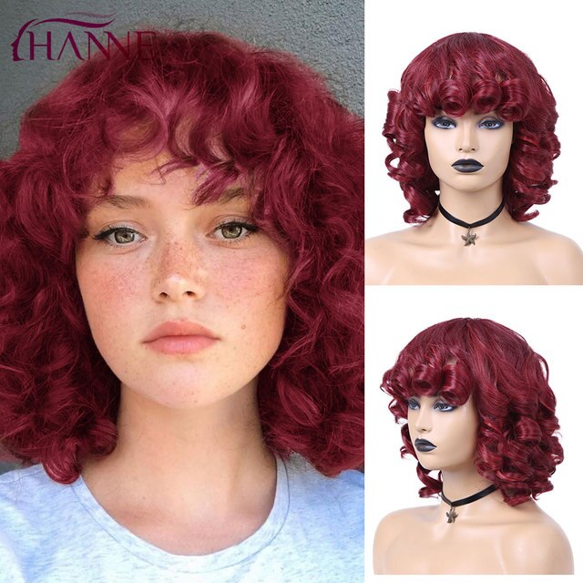 Afro Kinky Curly Synthetische Perücke Lila Perücke Curly Perruque Bob Synthétique, Kurze Perücken Für Schwarze Frauen, 3/4 Halbperücke Hitzebeständig