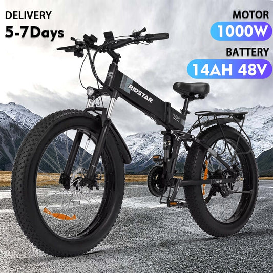 Elektrofahrrad 1000W, 26 Zoll faltbares E-Bike 48V14AH IP45, wasserdicht Herren & Damen Mountain Go Out Artefakt bestes Elektrofahrrad