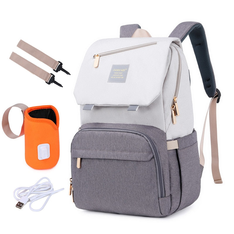 Windeltasche Mama Papa Rucksack Kinderwagen Tasche Wasserdichte Oxford Handtasche Stillwindel Kits Mutterschaftstasche USB Wärmer Halter