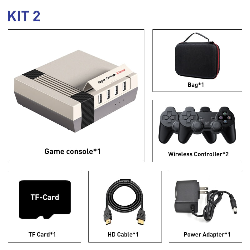 Tragbare HD-TV-Videospielkonsole Super Console X Cube mit über 90000 Spielen TV-Spielekonsole mit zwei Controllern für PS1/PSP/N64/DC