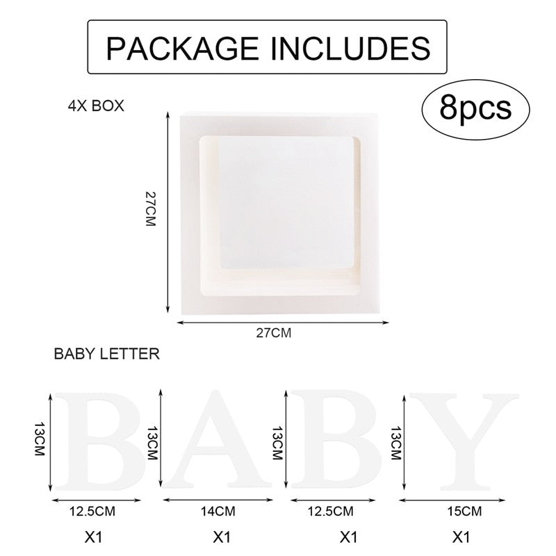 Staraise Transparent Letter A-Z Box Custom Baby Name Balloon Box Girl Boy Baby Shower Decorations Baby 1st Birthday Party Decor