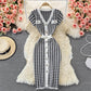 Elegante gestricktes Büro Damenkleid mit V-Ausschnitt