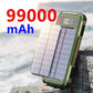 99000 mAh Solar-Powerbank mit Kabel Typ C, schnelles Aufladen, externes Ladegerät für alle Handys, Samsung, Huawei, Xiaomi