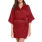 Silky Satin Women Robe Solid Color Kimono Bathrobes Home Dressing Gown Short Nightgown Summer V-Neck Sleepwear Lingerie