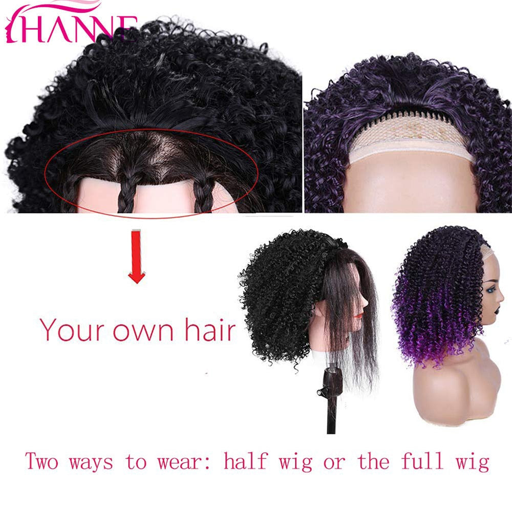 Afro Kinky Curly Synthetische Perücke Lila Perücke Curly Perruque Bob Synthétique, Kurze Perücken Für Schwarze Frauen, 3/4 Halbperücke Hitzebeständig