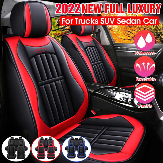 11PCS 5 Sitze Autositzbezüge inkl. Schutz Kissen Deluxe aus Leder Vorne + Hinten Komplettes Set