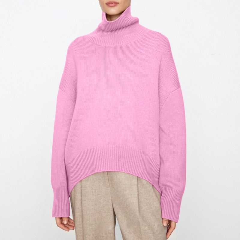 Kaschmir eleganter Rollkragen Damen Pullover weich gestrickt