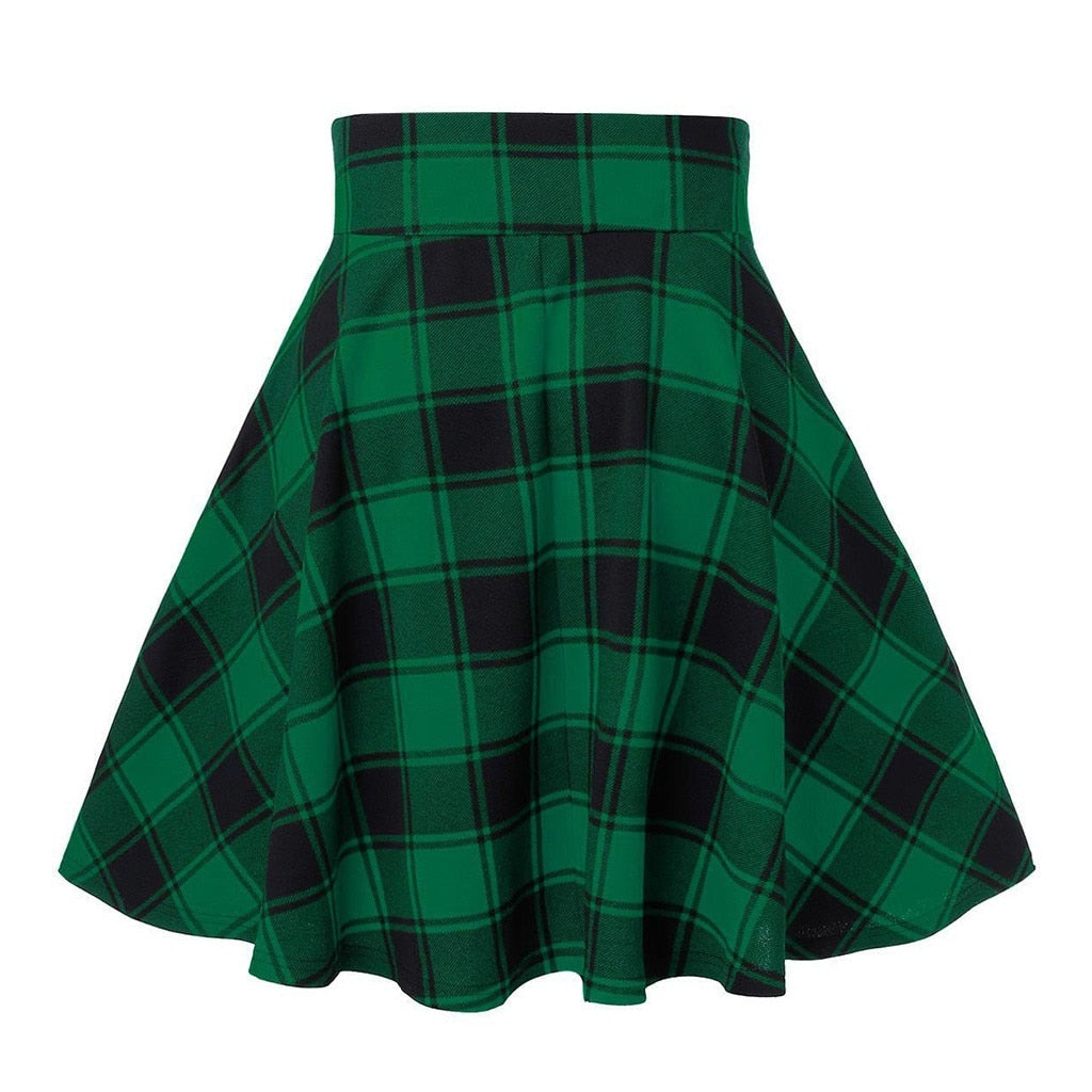 Schwarz karierter Damen-Gothic-Rock, plissiert, kariert, für Sommer,Frühling und Herbst, Mini-Rock Clubwear