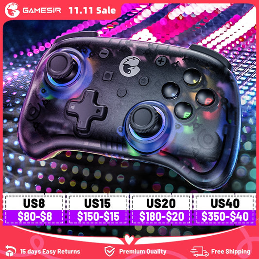 GameSir T4 Mini Bluetooth Controller Gamepad für Nintendo Switch, Apple Arcade und MFi Game Controller transluzent