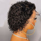 Pixie Cut Perücke 99J Burgunder Wasser Tiefe Welle Spitze Perücke Afro Lockig, Kurzer Bob Echthaar Perücken Natürliche Farbe