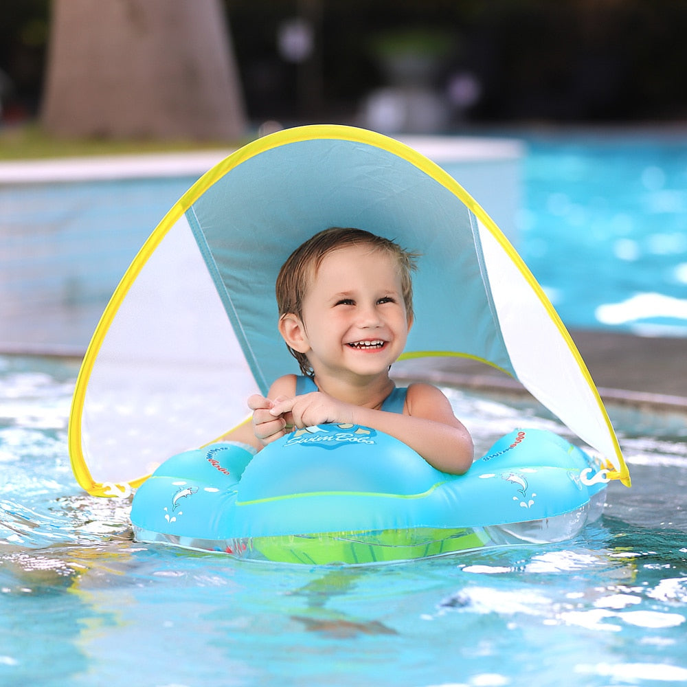 Baby Schwimmen Float Mit Baldachin Aufblasbare Infant Schwimm Ring
