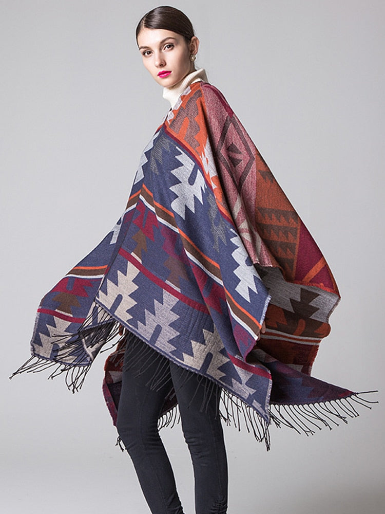 Nachahmung Kaschmir Damen, Schal Winter Warme Schal Wrap Bequeme Weibliche Gestrickte Dicke Decke