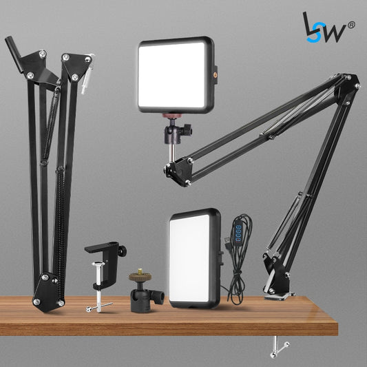 LED-Fülllicht-Panel-Beleuchtungsset mit Tischarm-Überkopfhalterung für Studiofotografie, Videoaufzeichnung, YouTube-Live-Stream