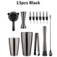 Cocktail Shaker Bar Set: 2 gewichtete Boston Shaker, Cocktail-Sieb, Jigger, Muddler und Löffel, Eiszange und 6 Flaschenausgießer
