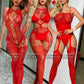 Babydoll-Bekleidung, Catsuit, Unterwäsche mit Strumpfbänder, Nachtwäsche, Hosenträger in Übergröße, rot