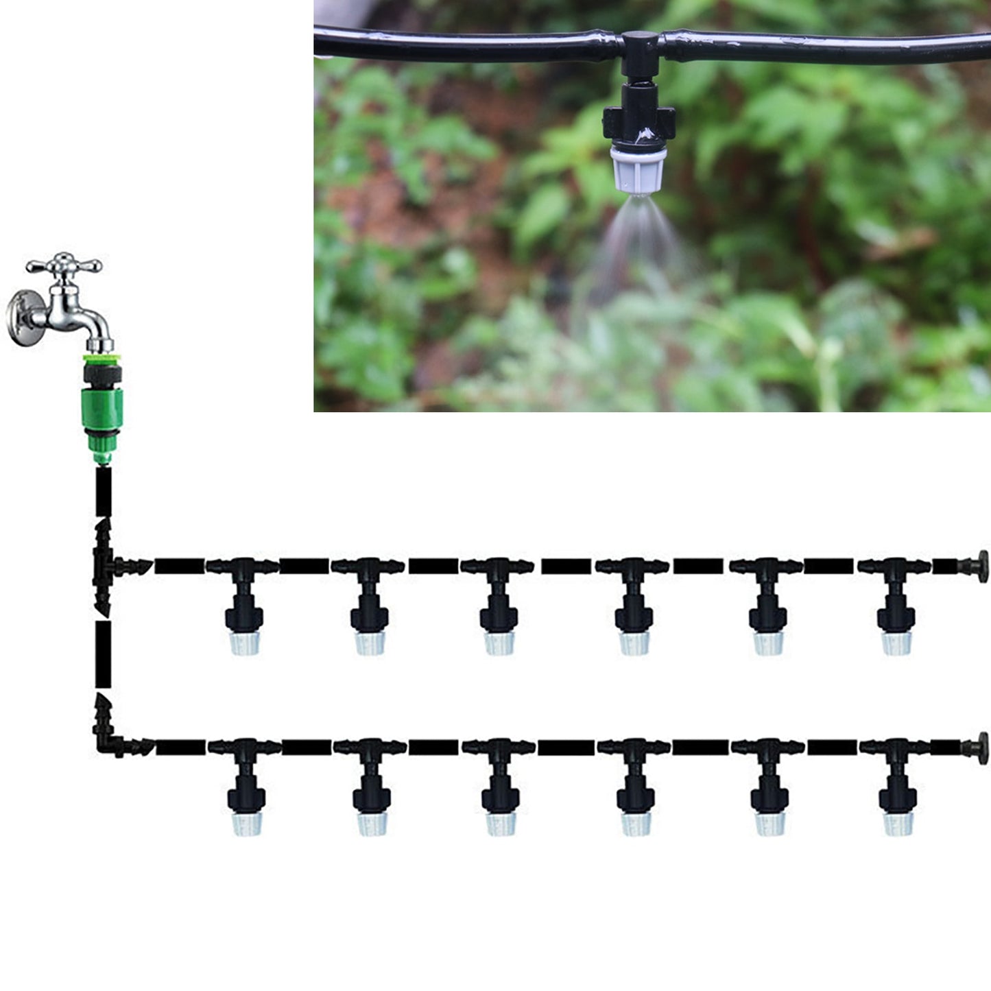 1 Set Nebeldüsen Gartenbewässerungssystem, Tragbares Vernebeln Automatische Bewässerung