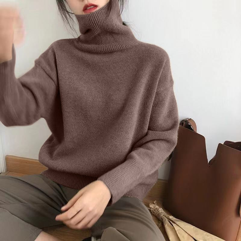 Kaschmir eleganter Rollkragen Damen Pullover weich gestrickt