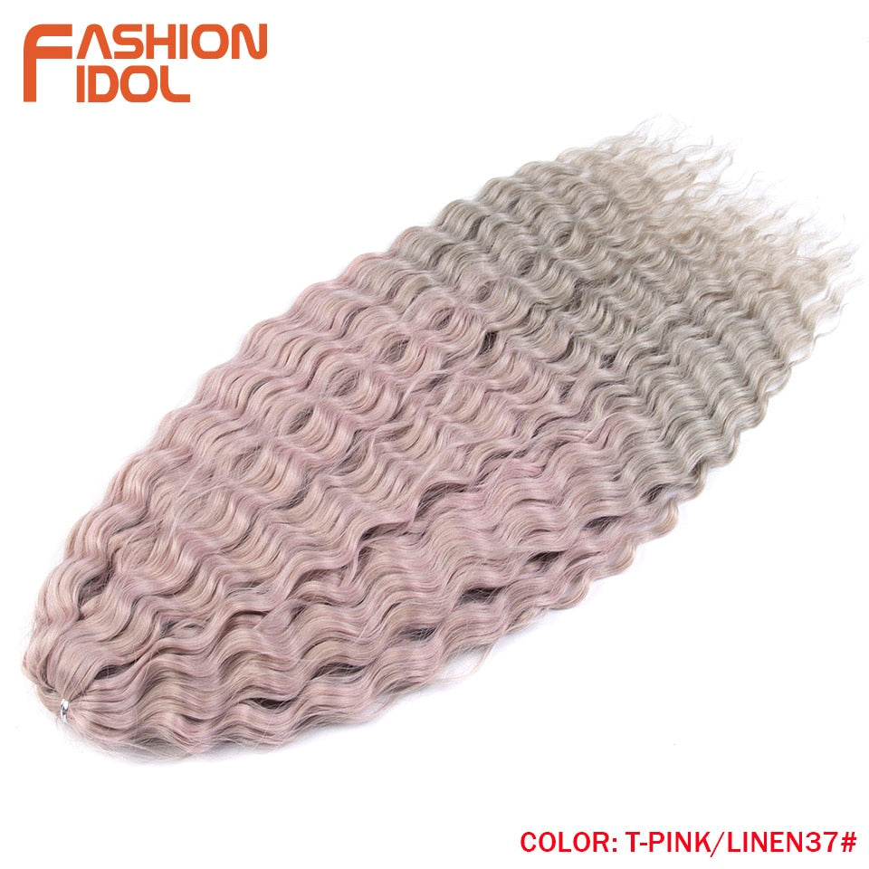 Ariel Curl Hair Wasserwelle Twist Crochet Hair Synthetic Braid Hair Ombre Blonde Pink 22 Inch Deep Wave Braiding Hair Extension