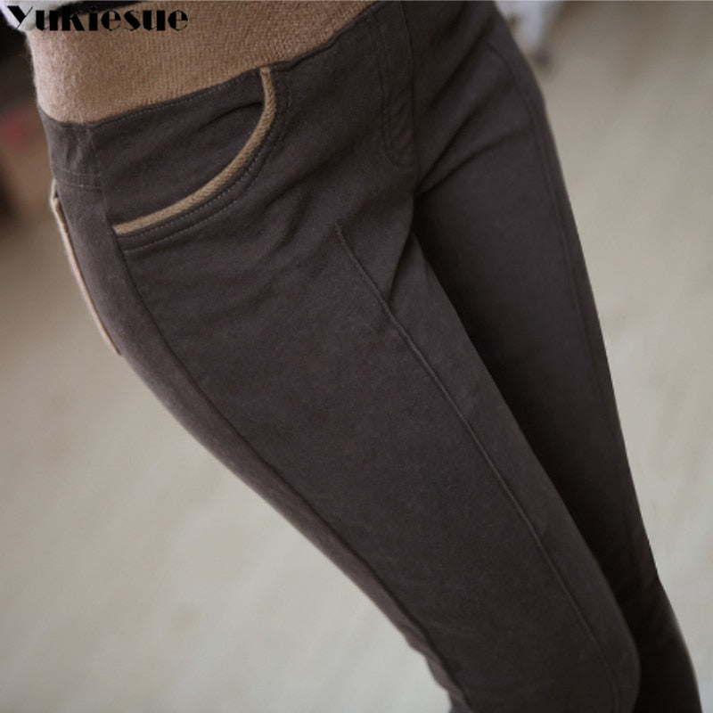 Damenkleidung S-4XL, Bleistift Hosen Hohe Taille, Dünne Dicke Samt Warme Winter Leggings
