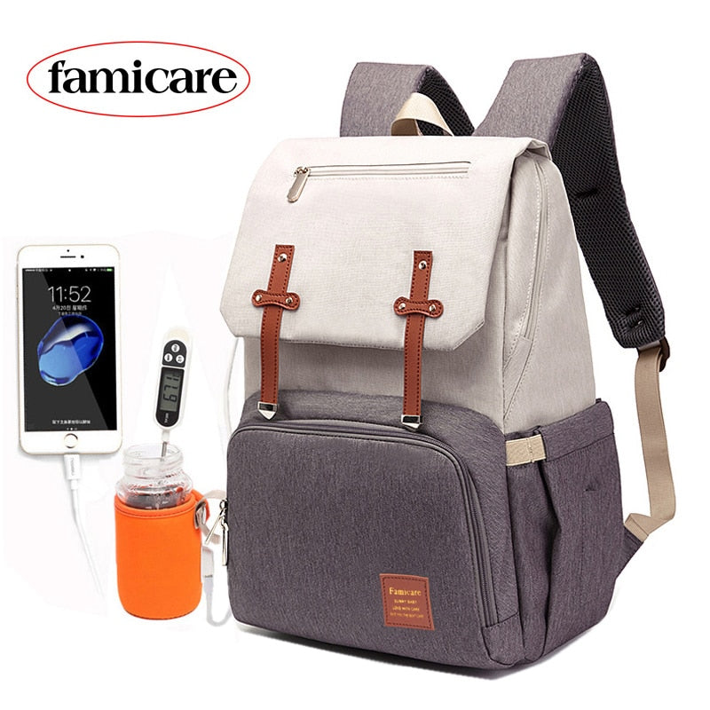Windeltasche Mama Papa Rucksack Kinderwagen Tasche Wasserdichte Oxford Handtasche Stillwindel Kits Mutterschaftstasche USB Wärmer Halter
