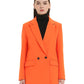 Herbst- und Frühlings-Blazerjacke für Damen, lässiger, einfarbiger, zweireihiger, dekorativer Mantel mit Taschen