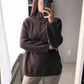 Überdimensionierter gestrickter Wolle Pullover für Frauen / dick warm gestrickter Pullover / Rollkragen solide Langarm