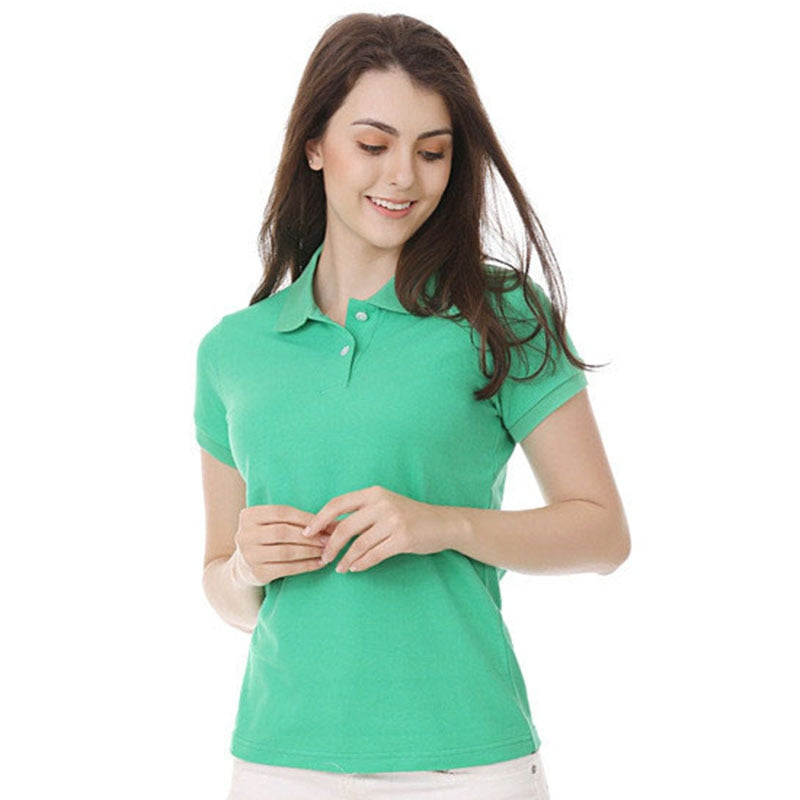 Mehrfarbiges Kurzarm Damen-POLO-Hemd, Sommeroberteile,  elastischer Hemdkragen, 100 % Baumwolle