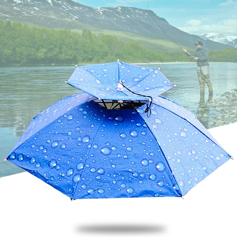 Faltbarer Sonnenschutz-Regenschirm-Hut im Freien, doppellagige Kopfbedeckung Tarnung im Freien, Wandern, Camping, Angeln
