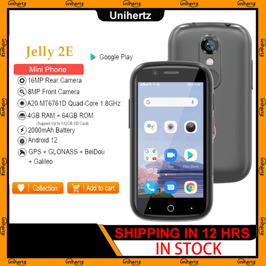 Unihertz Jelly 2E Super Mini Smartphone Android 12 Entsperrt 4GB 64GB Handy 2000mAh 16MP 4G