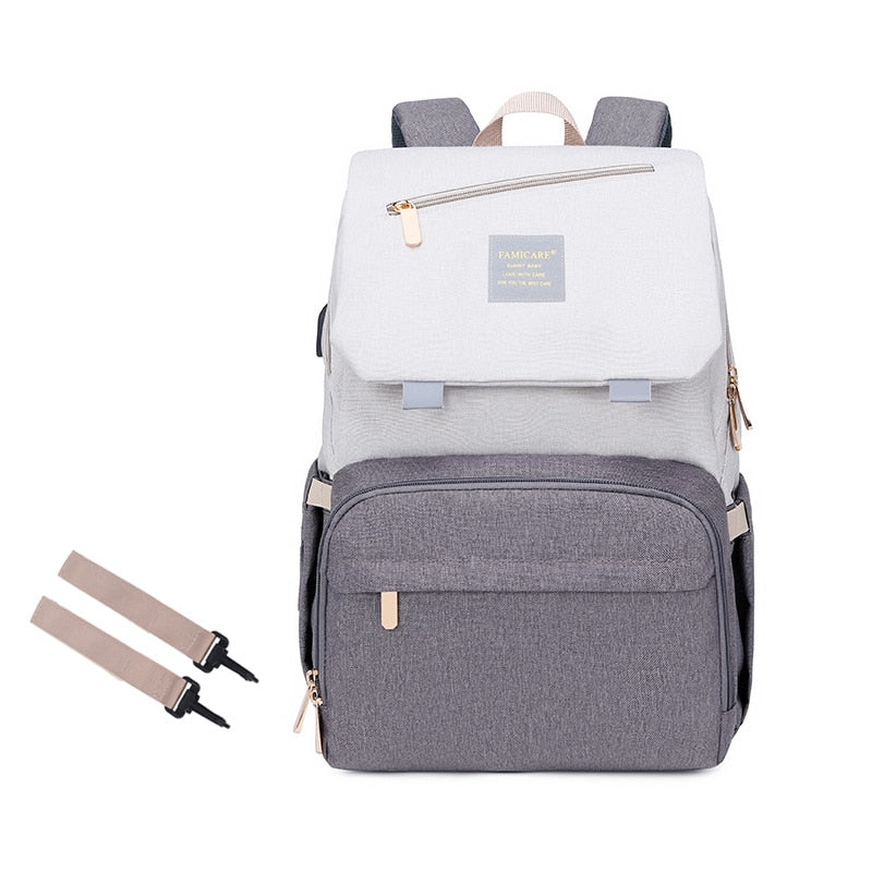 Windeltasche Mama Papa Rucksack Kinderwagen Tasche Wasserdichte Oxford Handtasche Stillwindel Kits Mutterschaftstasche USB Wärmer Halter